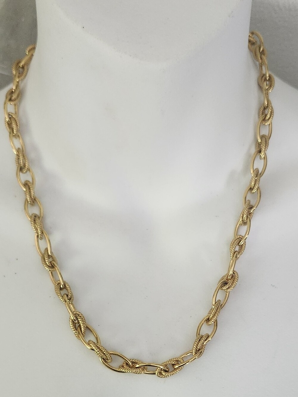 Italy RL Bronze 14K Gold Plated Rope Link Chain Necklace 19 Inches